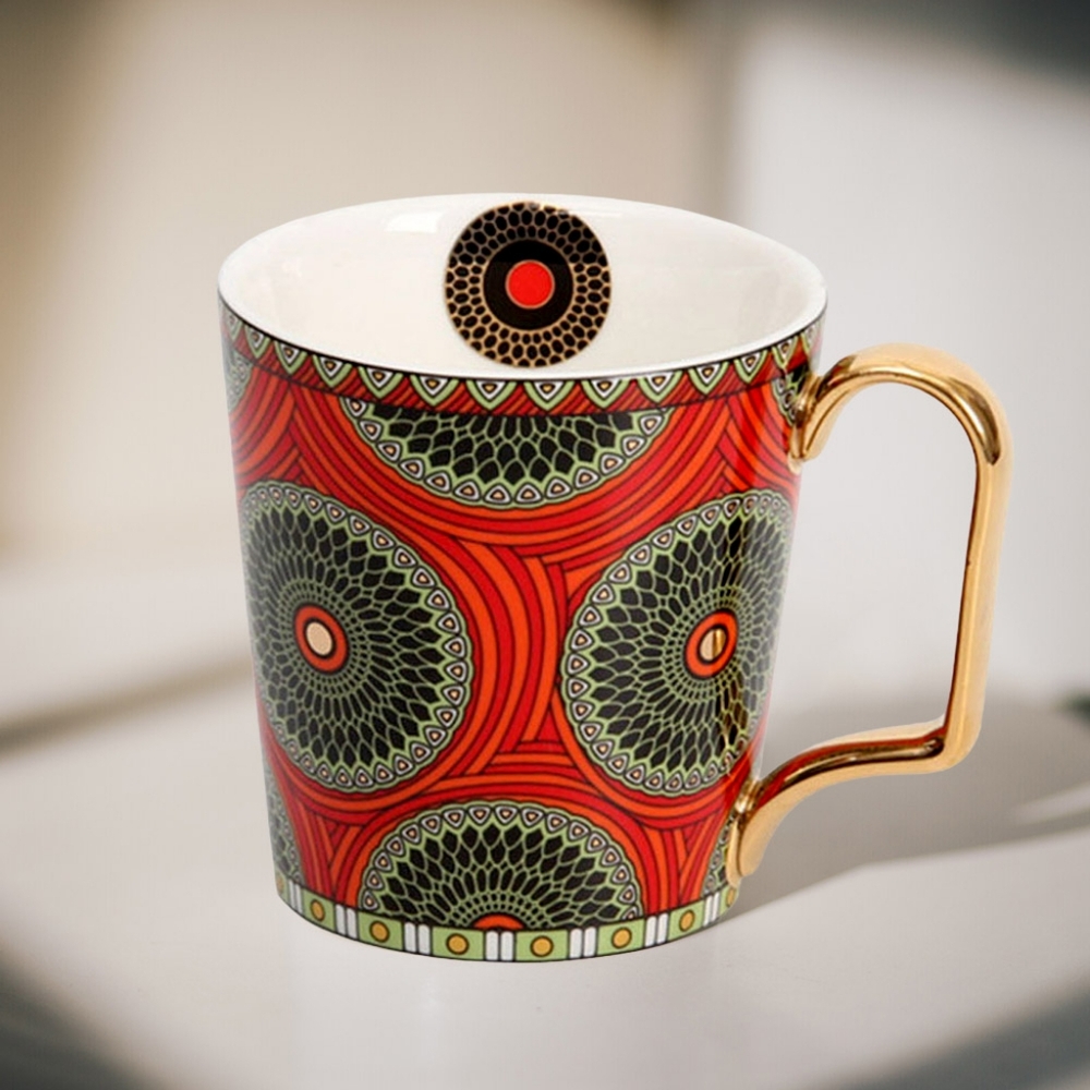 Orange Gold Modern Geometric Ceramic Mug Tea Cup Coffee Teacup
